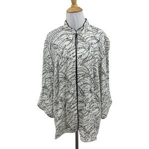 Alex Evenings Jacket Womens 2X Plus Mandarin Collar Clasp Glitter Open Front